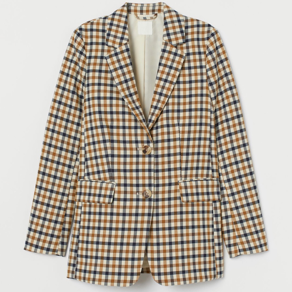 H&M Beige Checkered Jacket/Blazer NWT